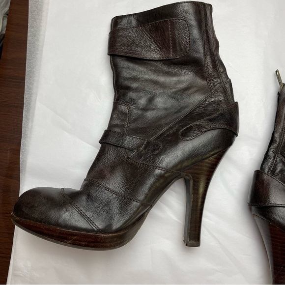 SE BOUTIQUE BY SAM EDELMAN Brown Leather Biker Buckle Boots - Picture 12 of 13